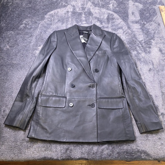 Lauren Ralph Lauren Jackets & Blazers - Ralph Lauren  Nappa Lamb Leather Womens 4 Black Double Breasted $795